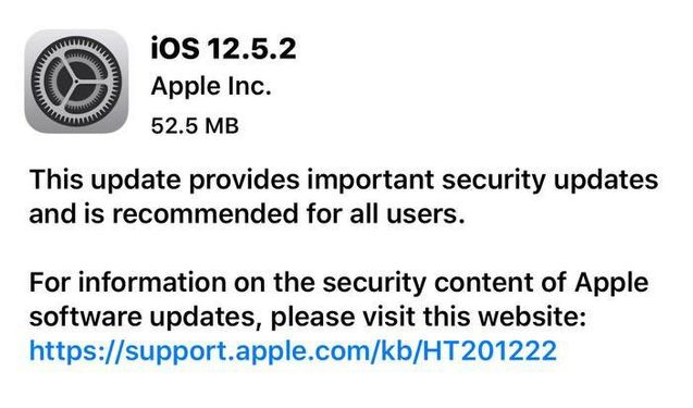 九所镇苹果手机维修分享iOS12.5.2发布，建议所有老苹果用户安装 